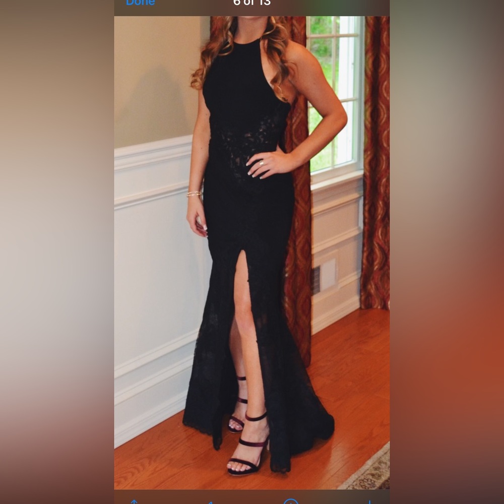 Sherri Hill black lace prom gown! Worn once. Perfect condition no flaws!